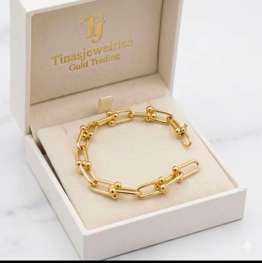 TJ Pawnable 18k Premium SOLID Chuncks HW Bracelet for women (Tinasjewelries)