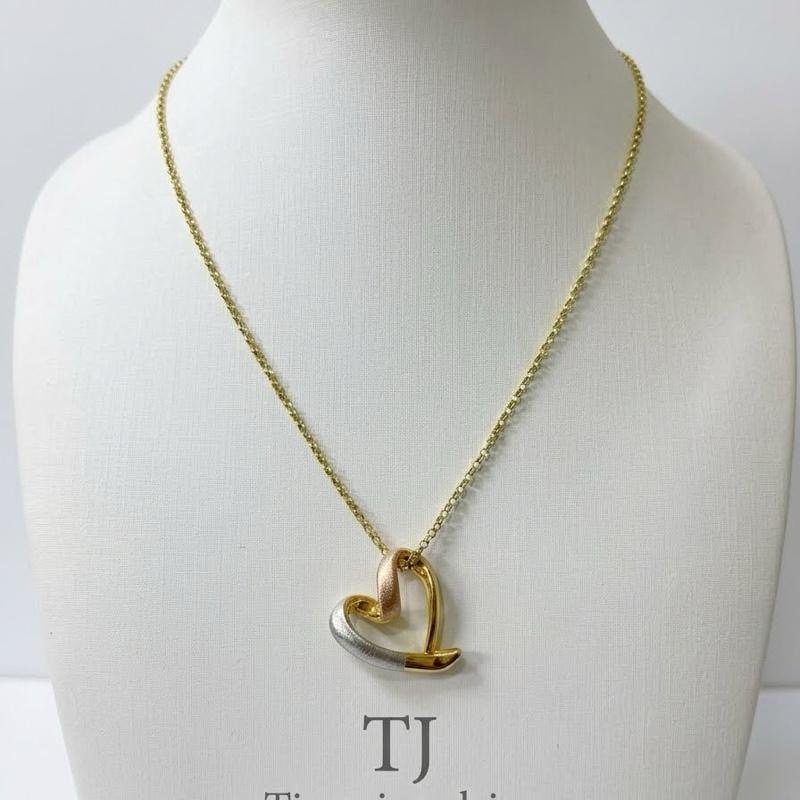 TJ 18K Pawnable ROLO TRICOLOR HEART 16 inches