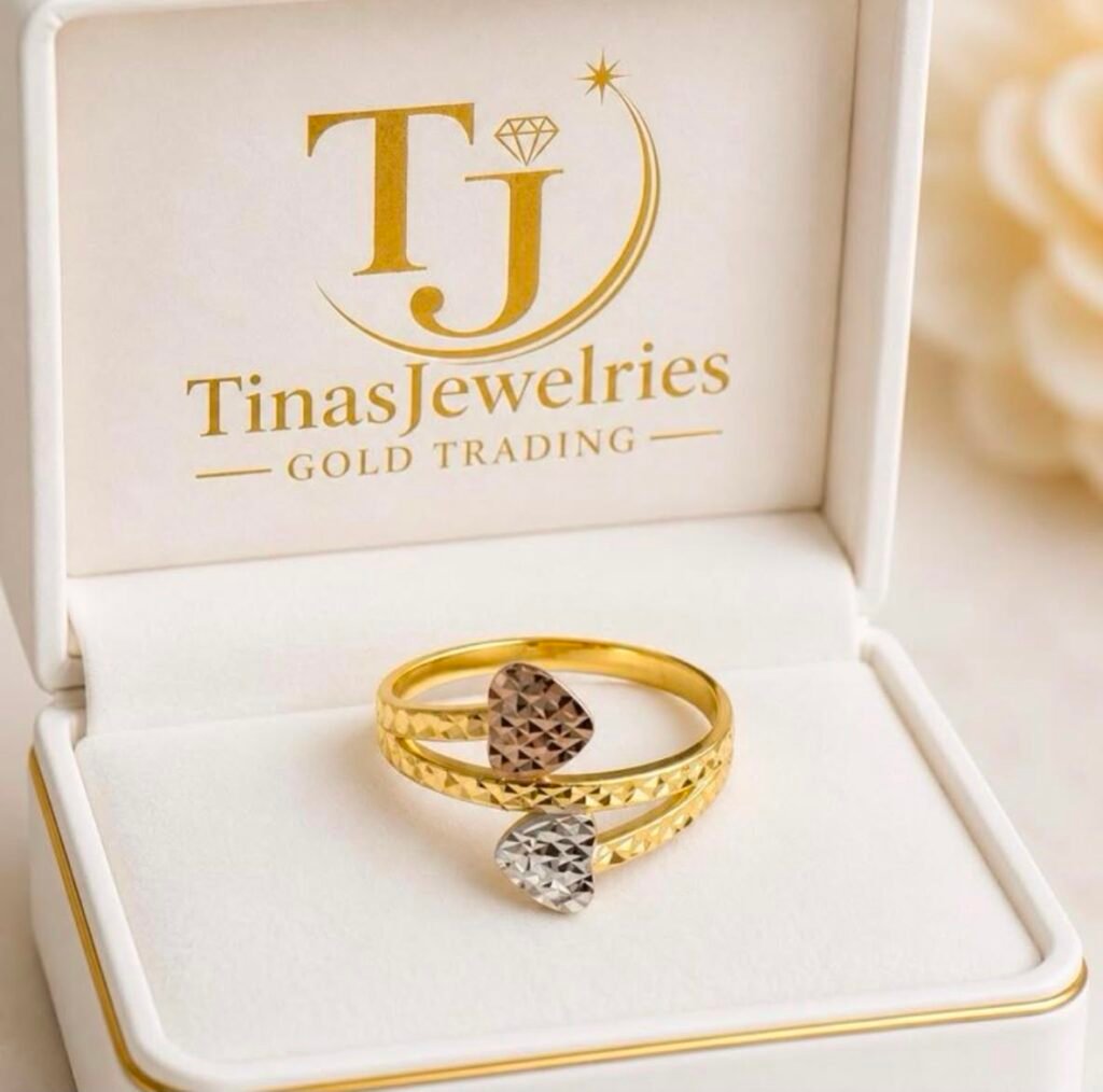 TJ18K PAWNABLE SPIRAL HEART TRICOLOR  RINGS