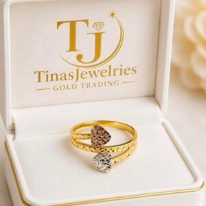 TJ18K PAWNABLE SPIRAL HEART TRICOLOR  RINGS
