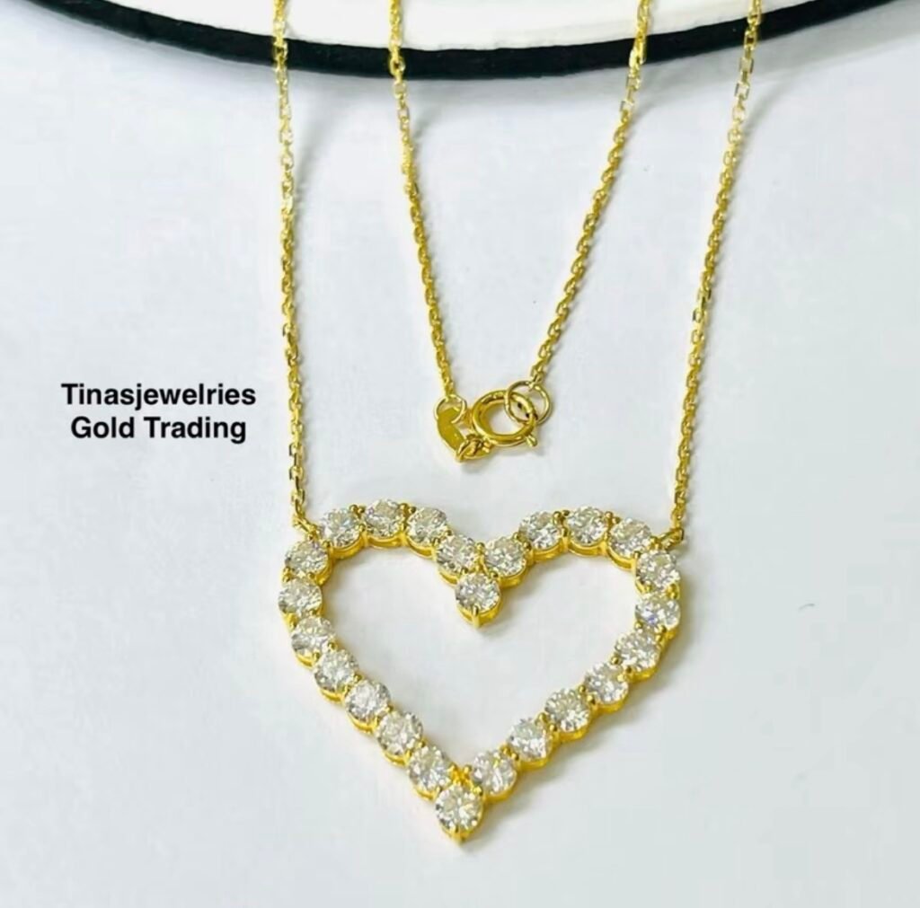 TJ18K Pawnable Open Heart Moisa Necklace