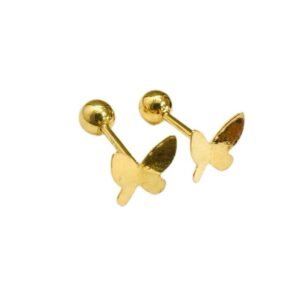 TJ 18K PAWNABLE SCREW MINI BUTTERFY EARRINGS SAUDI GOLD